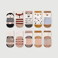 5 Pairs Kids Non-Slip Socks Cute Cartoon Pattern Baby Boys Girls Floor Socks Comfortable Breathable for Toddler Children
