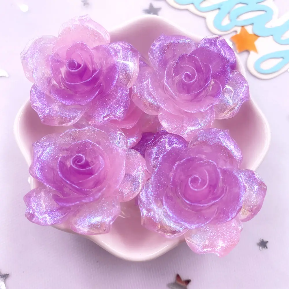 4 SZTUK 32mm AB Żywica Gradient Kolorowy Kwiat Lotosu Flatback Kwiat Rhinestone Scrapbook Decor DIY Odzież Rękodzieło Akcesoria — zdjęcie 6
