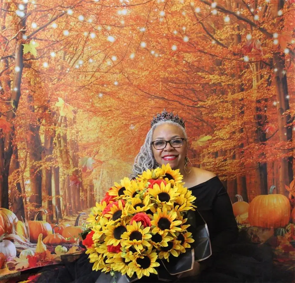 خلفية صور الخريف للتصوير الفوتوغرافي ، خلفية غابة الخريف ، أوراق القيقب لعيد الشكر ، يقطين الصديق ، ديكور الحفلات