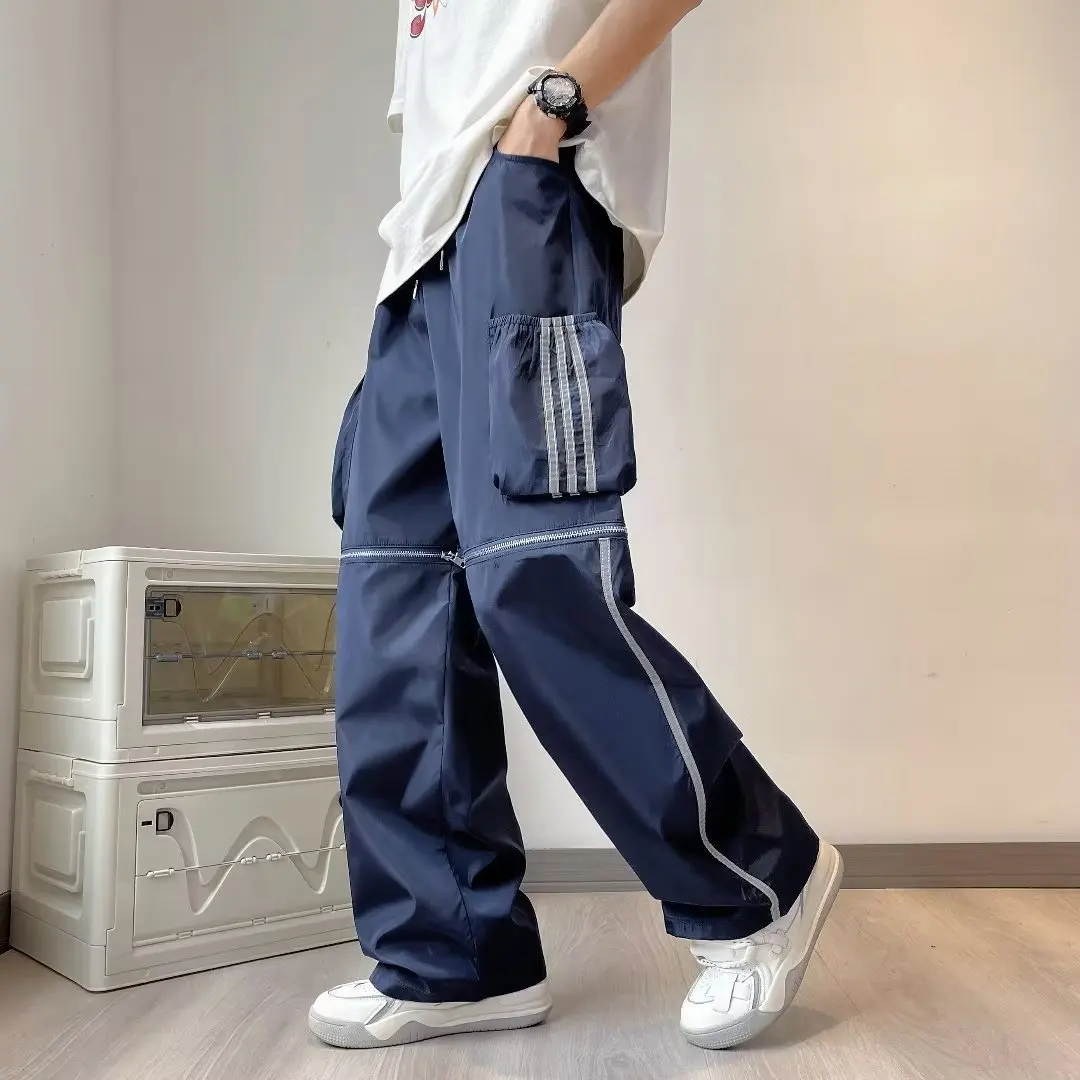 Removable Pants Men Summer New Cargo Pants Looose Shorts Skateboarding Pants Male Beachwear Straight Streetwear Hip Hop Trousers