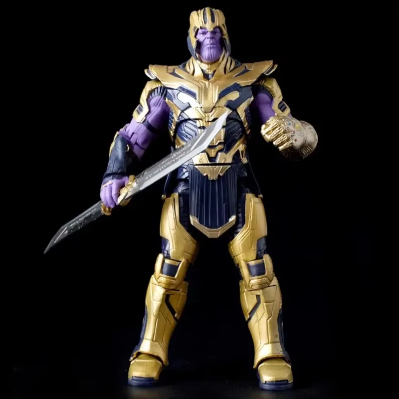 Avengers Endgame 18cm Thanos Armor Armed Articular Mobility Figurine Genuine Film Derivative Model Desktop Ornaments Collectors