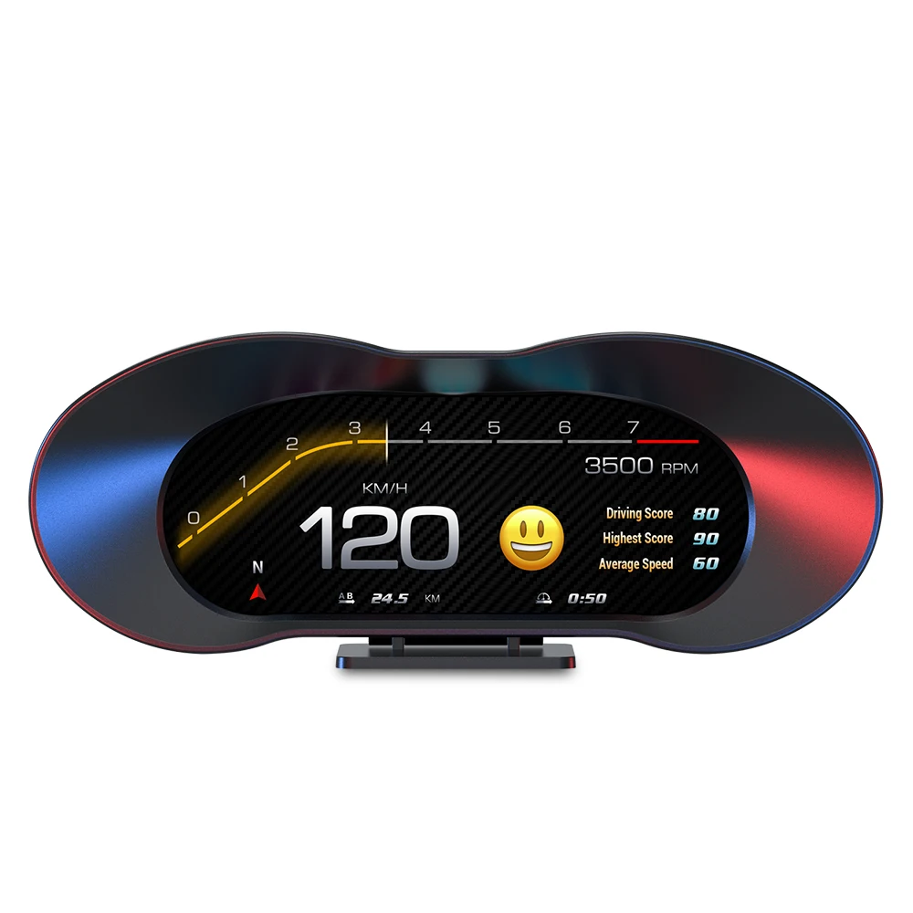 2026 New Model P5 Speedometer Head up Display Multi Function Alarm Slope Meter OBD2 Car Gauge LCD 6.5