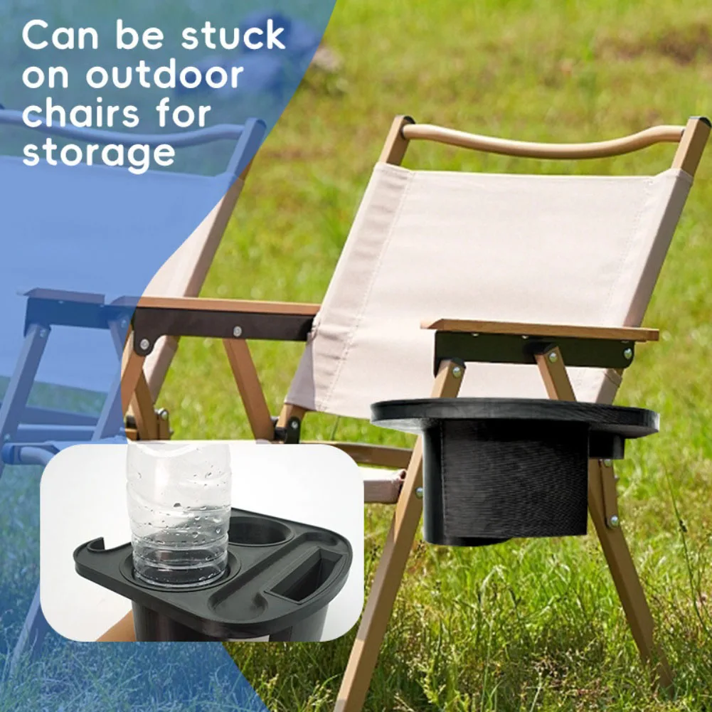 

Camping Activities Black Multi-Functional Drink Holder Chair Drink Rack Versatile Usage Compact Design Enhanced Relaxation