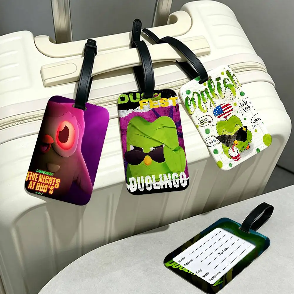 Duolingo Owl Duo 2 Durable PVC Anti lost Baggage Tag With Info Card Lightweight Luggage Identification Label