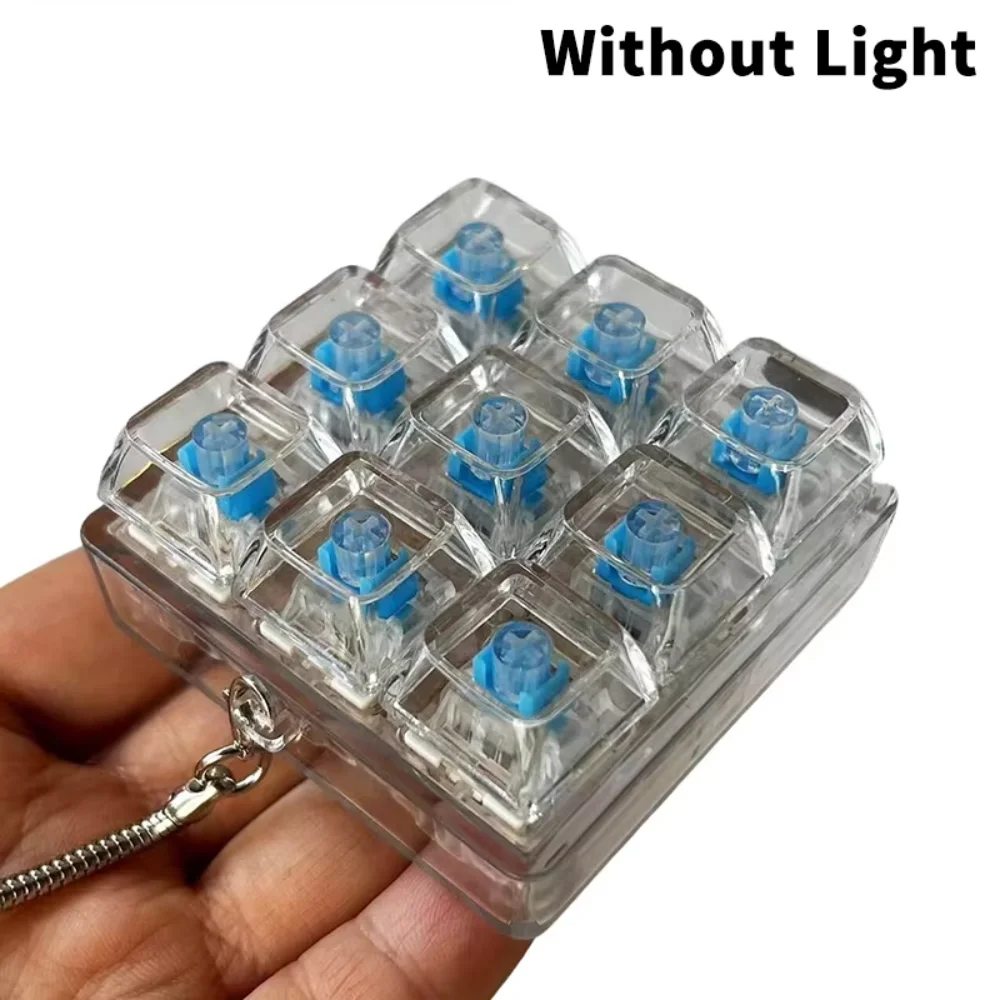 9 Teclas Mecánicas sin Luz, Teclado de Eje, Juguete Antiestrés, Botón Diy, Tecla Fidget, Llavero, Regalo