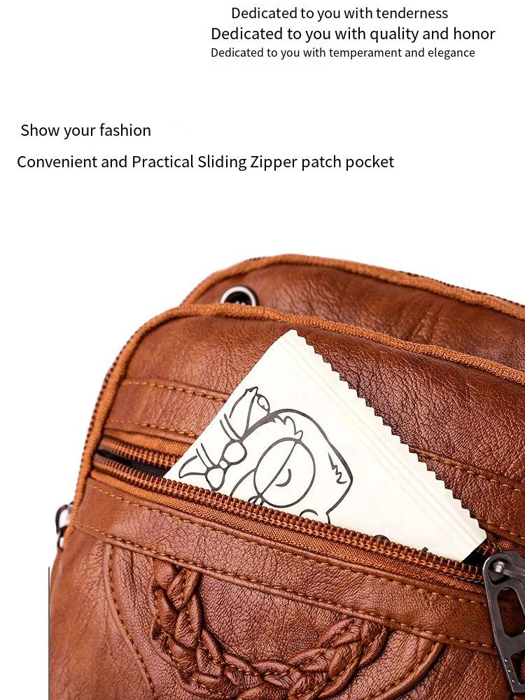 Bag Women's Crossbody New Texture Shoulder Bag Mobile Phone Bag Soft Leather Western Style Mature Fashion Retro Small Bag