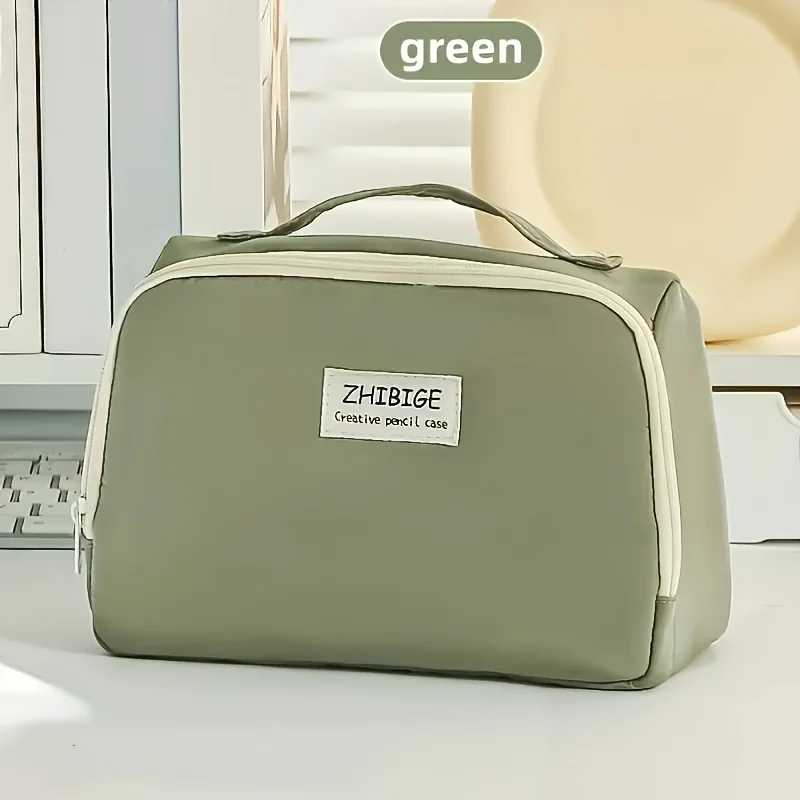 Extra-Large Polyester Pencil Case, Durable & Spacious, Multi-Purpose for School, Office, Makeup Storage, Portable Design