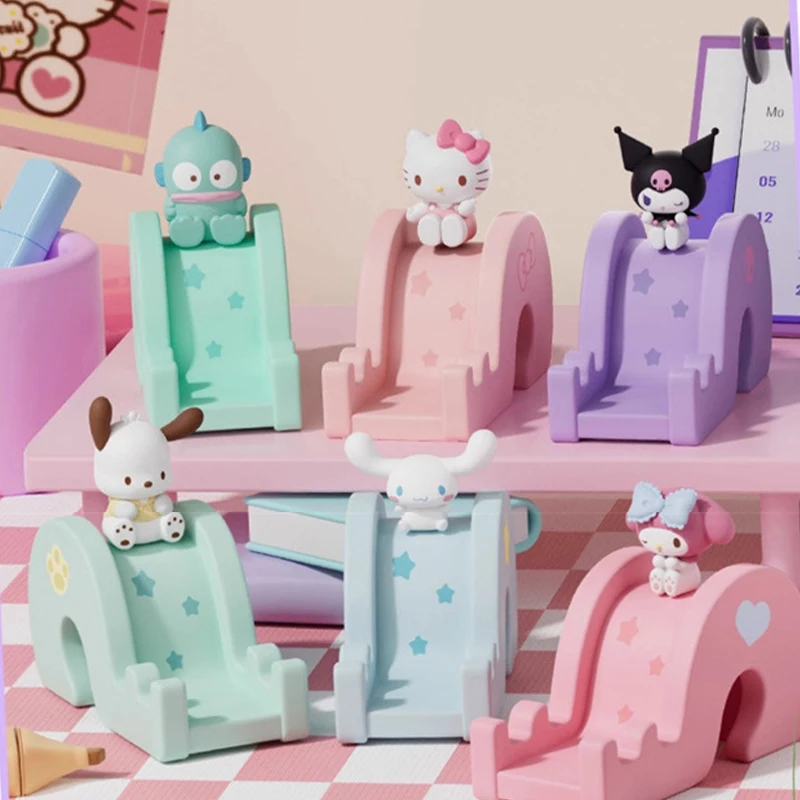 Soporte para teléfono móvil Kawaii Sanrio, muñeco de dibujos animados de HelloKitty, forma de diapositiva creativa, soporte para teléfono móvil IPad, decoración de escritorio
