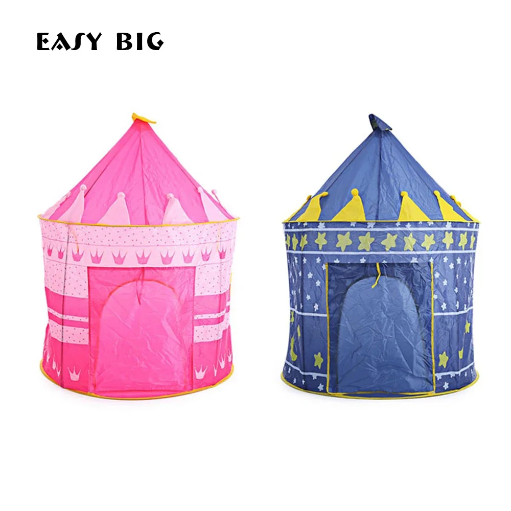 

EASY BIG Kids Gifts Play Outdoor Toy Tents Portable Tipi Prince Folding Tent Children Boy Castle Cubby Play House TH0024