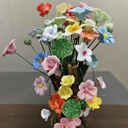 5pc Flower Garden Stake Decor Ceramic Handmade Flowers Creative Art Floral Home Decoration Wedding Party Prop Festivity Occasion