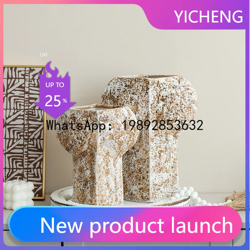 

Hp second-hand creative art living room ceramic vase decoration travertine home model room soft decoration wabi-sabi soft
