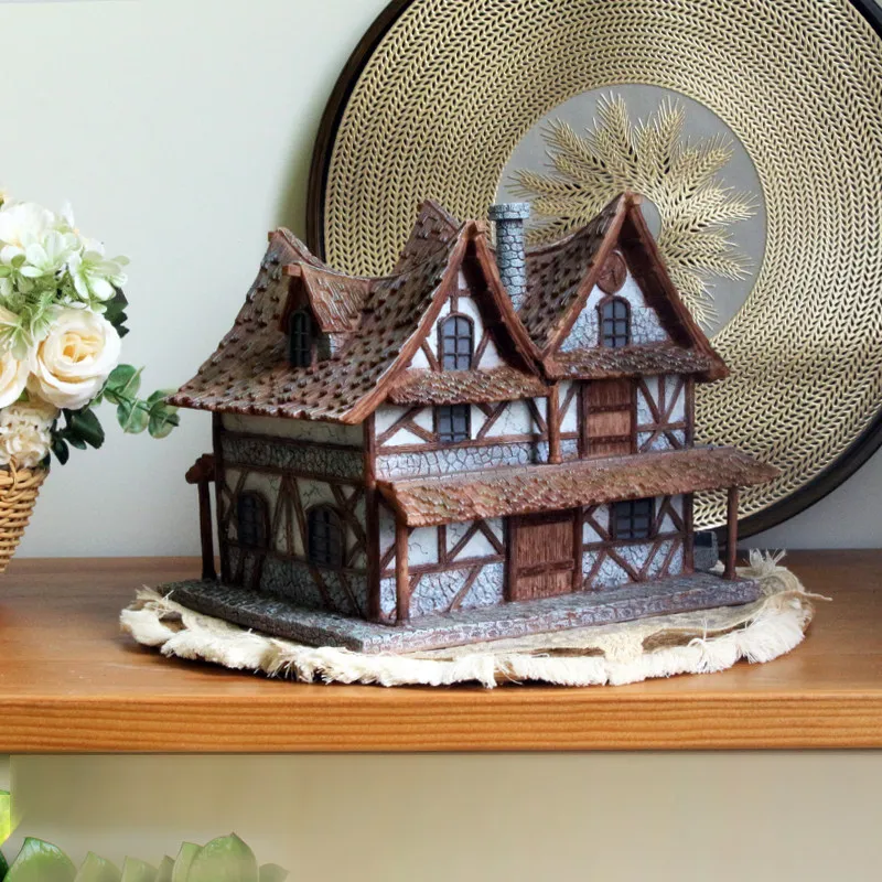 Vintage old hut model ornaments decoration micro landscape house resin crafts