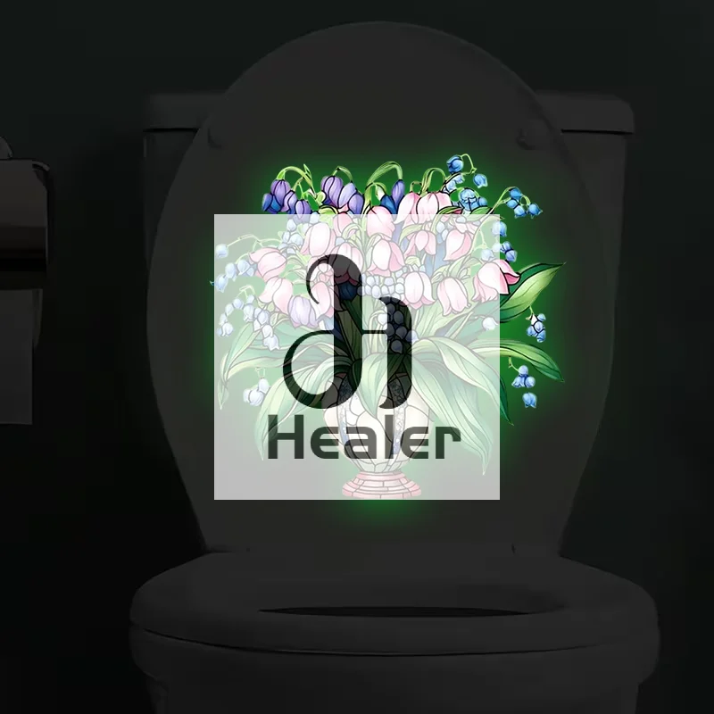Glow-in-the-Dark Flower Toilet Sticker Luminous Toilet Decal Removable Self-Adhesive Home Decor Stickers For Bedroom Living Room