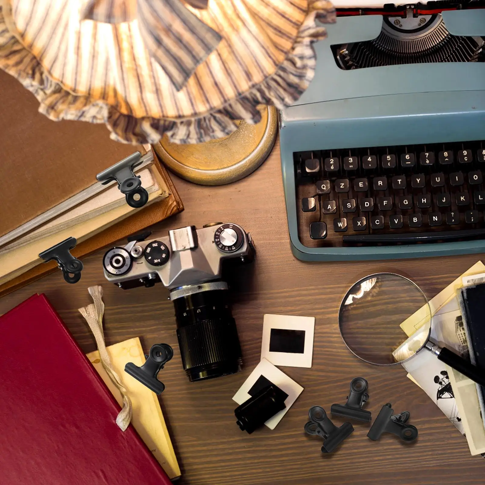 10 Pcs Shaping Clip Document Holder Clips Metal Fold Hinge Paper Clamp Ticket Stainless Steel Multifunctional