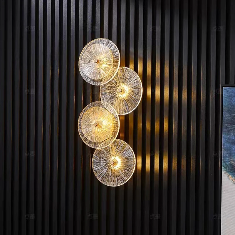 Postmodern Light Luxury Wall Lamp Living Room Background Wall Bedside Personalized Glass Aisle Wall Light Golden Wall Lamp