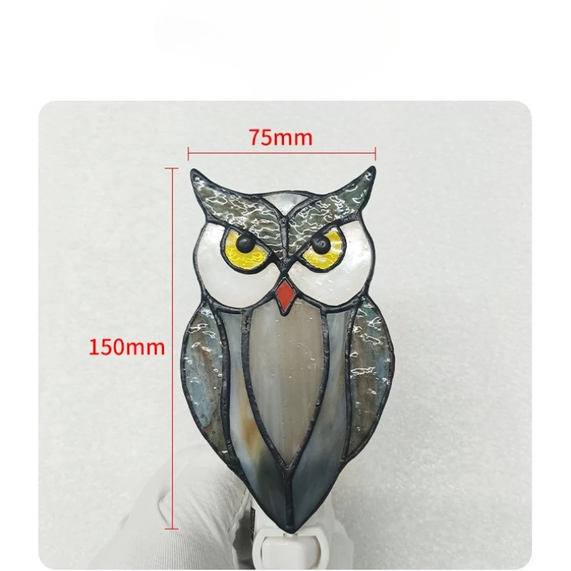 الحرف اليدوية الزجاجية البومة ضوء الليل غرفة الأطفال السرير ضوء لطيف