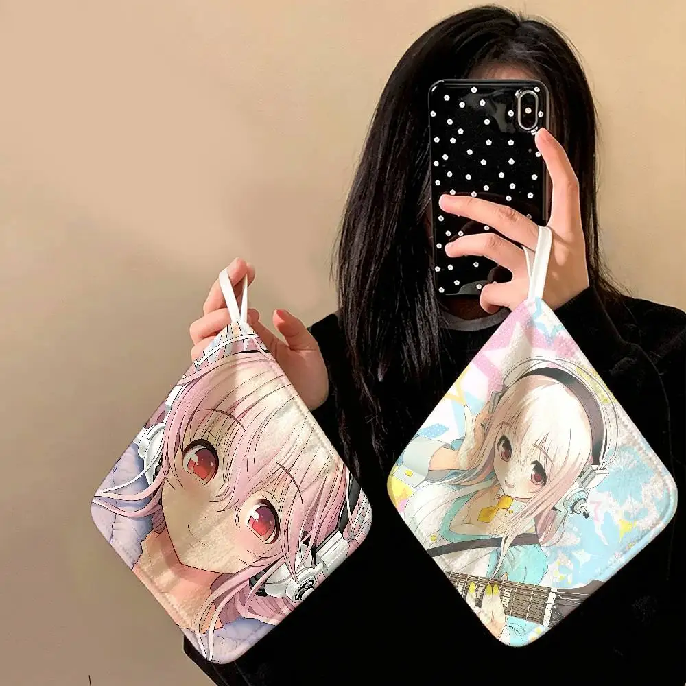 S-Super-Sonico Hanging Kitchen Towel, Polyester Cotton Material, Multipurpose Hand Wiping Towel for Family
