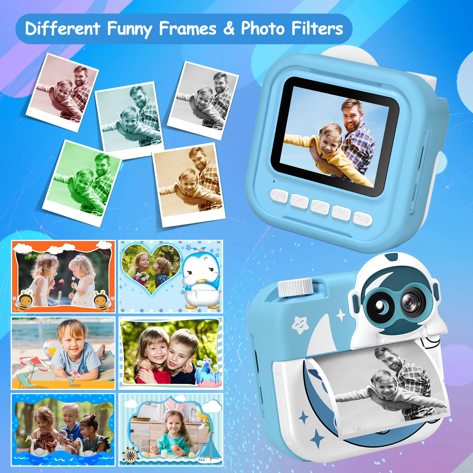 Gofunly Cámara instantánea para niños de 2,4 pulgadas, cámara instantánea para niños con tarjeta de 32 GB, cámara para niños de 12 MP/1080 P, regalo