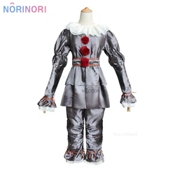Adults Kids Pennywise Cosplay Costume Stephen Clown Wig Suit Scary Halloween Horror Party Carnival Masquerade Dress Pants Outfit