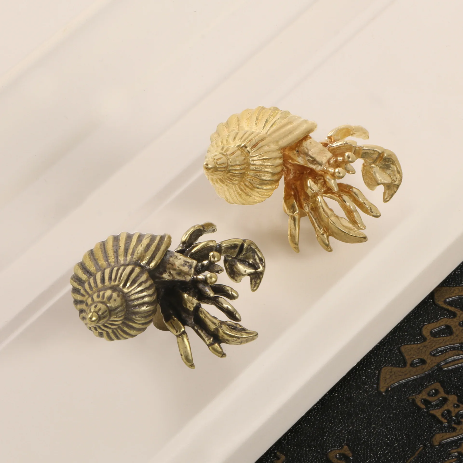 Vintage Ocean Style Hermit Crab Handles Cabinet Pulls Door Metal Handle Knobs Brass Knobs Decorative Drawers DIY
