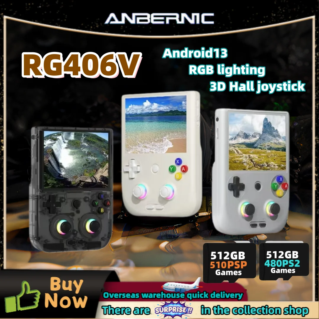 ANBERNIC RG 406V Handheld Game Console 4IPS Multi-touch Screen Android13 Retro Video Games Support 1080p DP FOTA Update PSP Gift