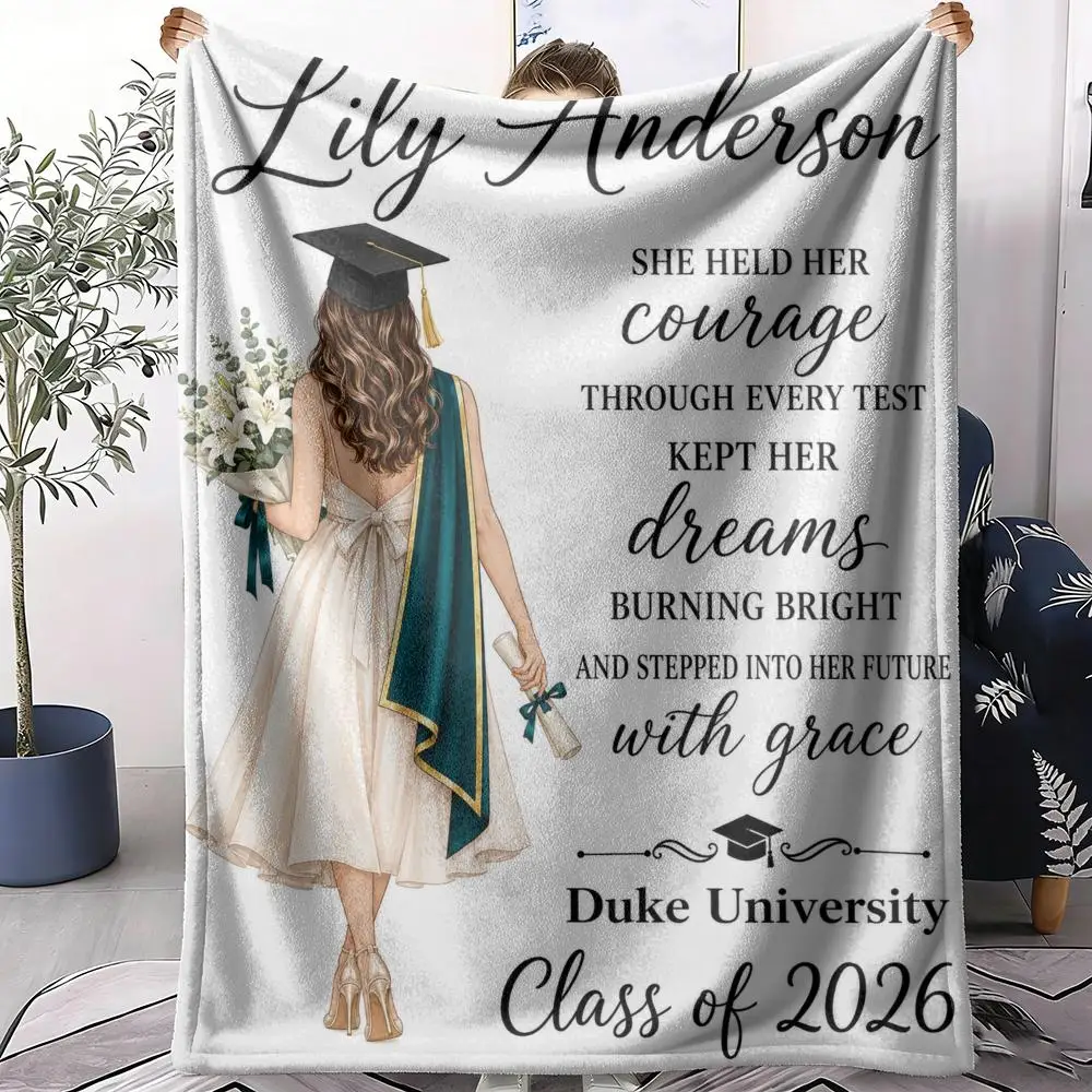 Graduation Girl Quotes Throw Soft Flannel Throw Summer AC Blanket Lightweight Cool Nap Blanket for Sofa Bed Couch Travel