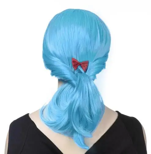 Peluca de disfraz de fiesta de Cosplay para mujer, pelo largo y ondulado grande, azul claro