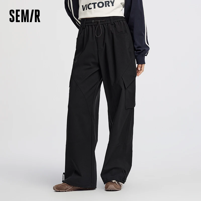 Semir Women Pants Solid Drawstring Wide Leg Split Detail Long Leg Look 2026 Autumn Cargo Style Outdoor Casual Trousers