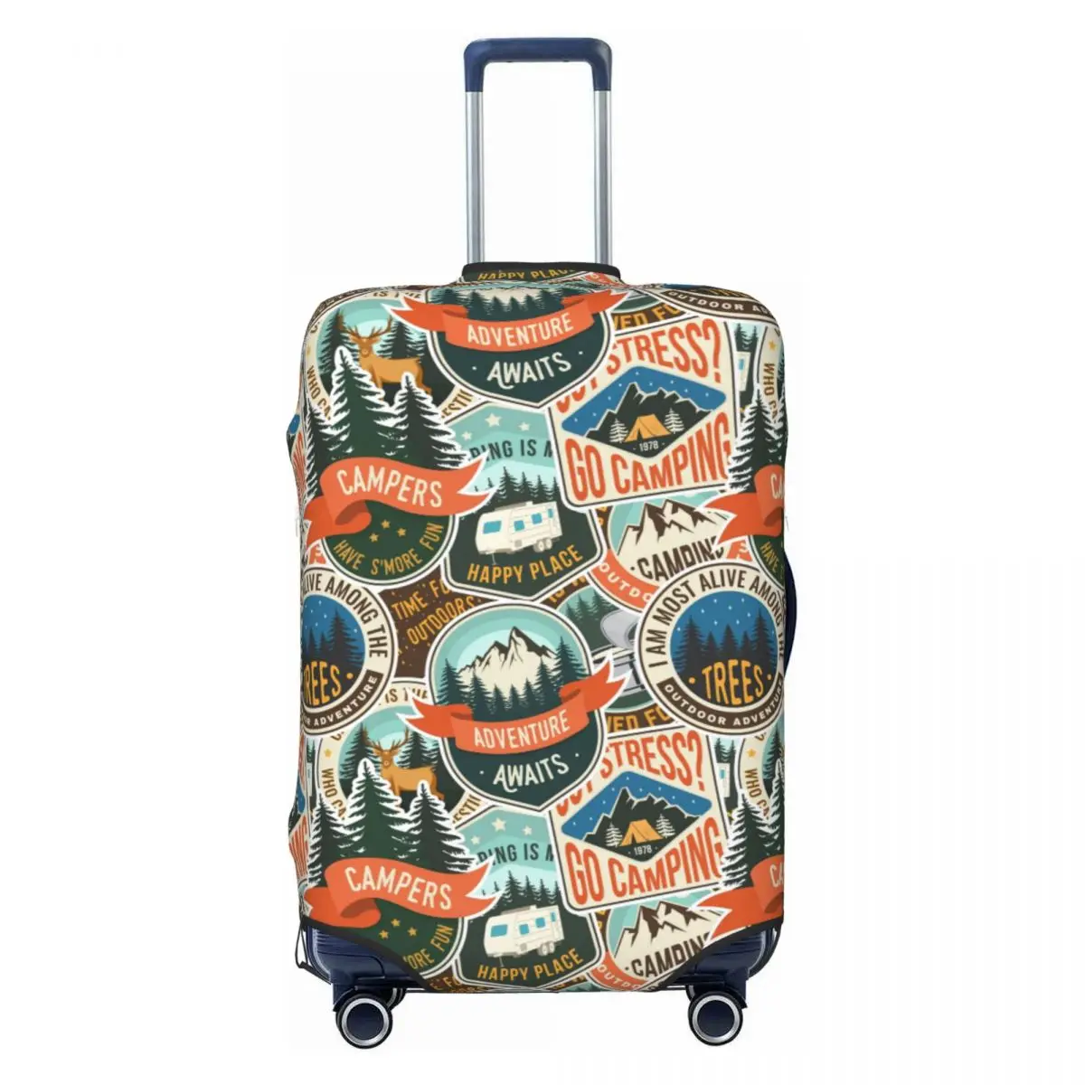 Custom Vintage Mountain Camp Badge Outdoor Seamless Print Luggage Cover Cute Suitcase Protector Covers Suit For 18-32 inch