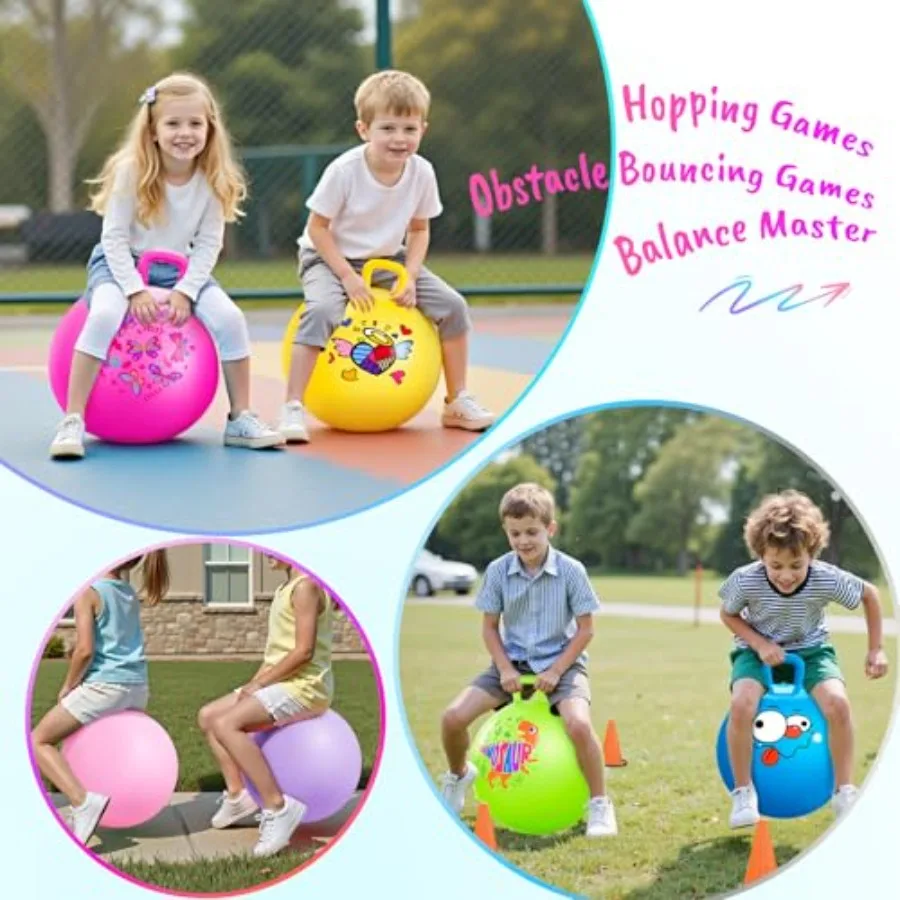 Balles à trémie pour 3 à 8 ans, 6 pièces, balle gonflable de 18 pouces avec poignée, jouet assis sur la saut, pour Sports d'intérieur et d'extérieur, équipe scolaire Active Pl