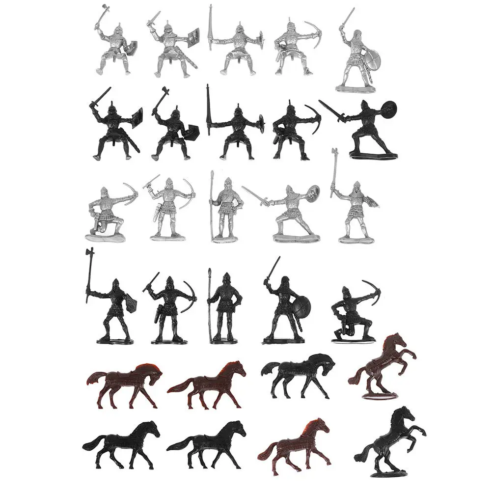 

56Pcs Creative Medieval Soldiers Warriors Set Mini Crafts Gift Knights Decor Toy Mini Crafts Model