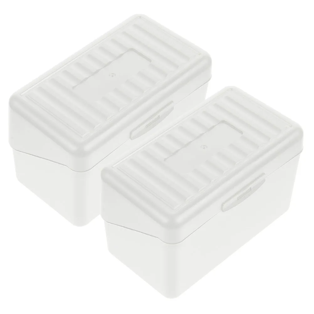 2pcs Notepad Box Business Holder Large Capacity Desktop Organizer For Office Index Card Storage Case Portable Card Box