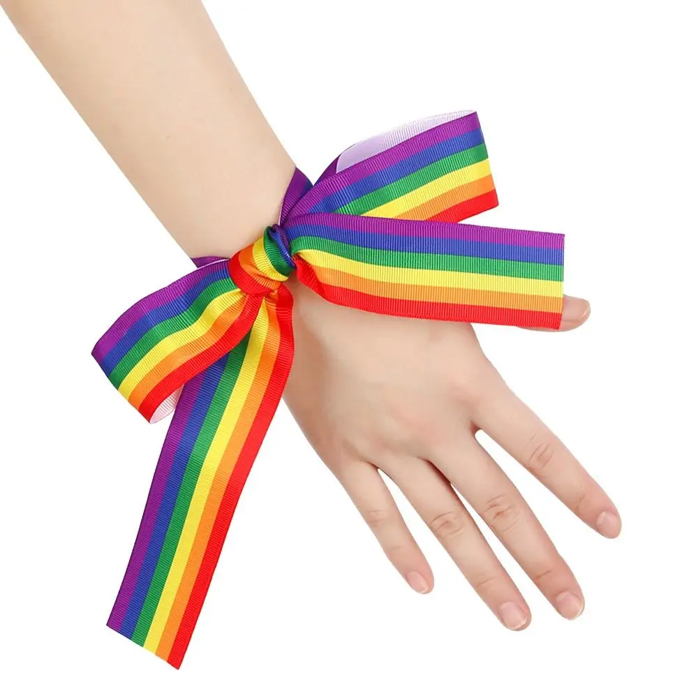 Comfort GAY Wristbands Rainbow Ribbon Rainbow Decorative Ribbon Backpack Hair Decorative Bands Rainbow Fabric