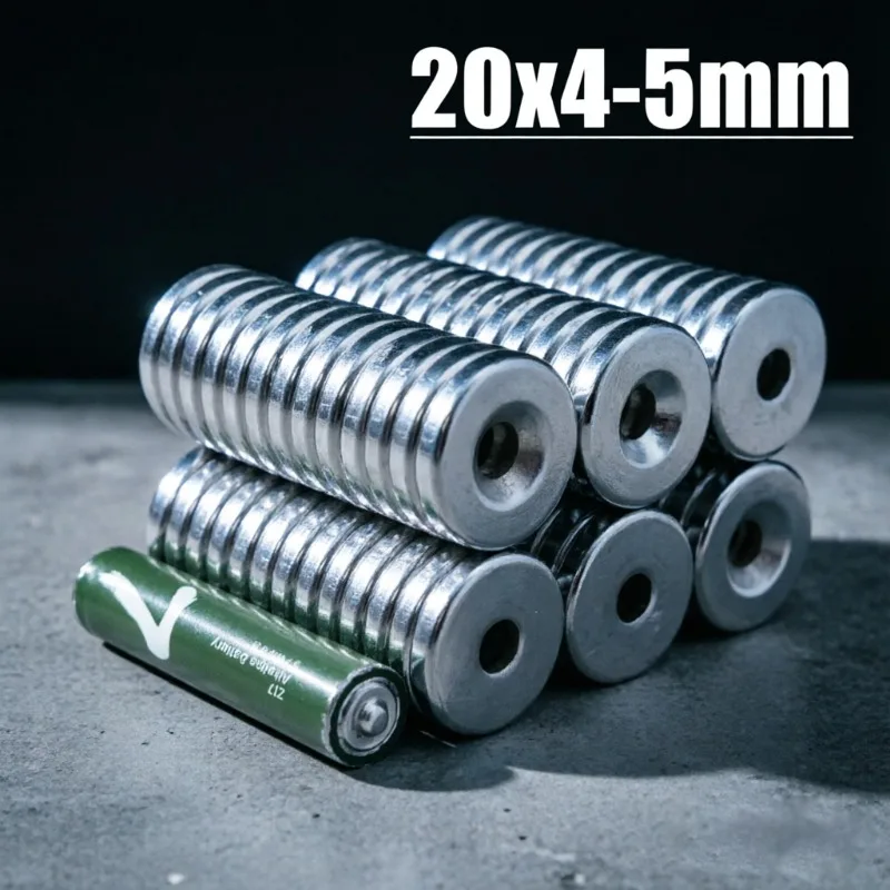 5/10/20/30/50pcs 20x4-5mm Powerful Countersunk Neodymium Magnets with 20*4mm Hole Small Permanent round Magnetic 5mm