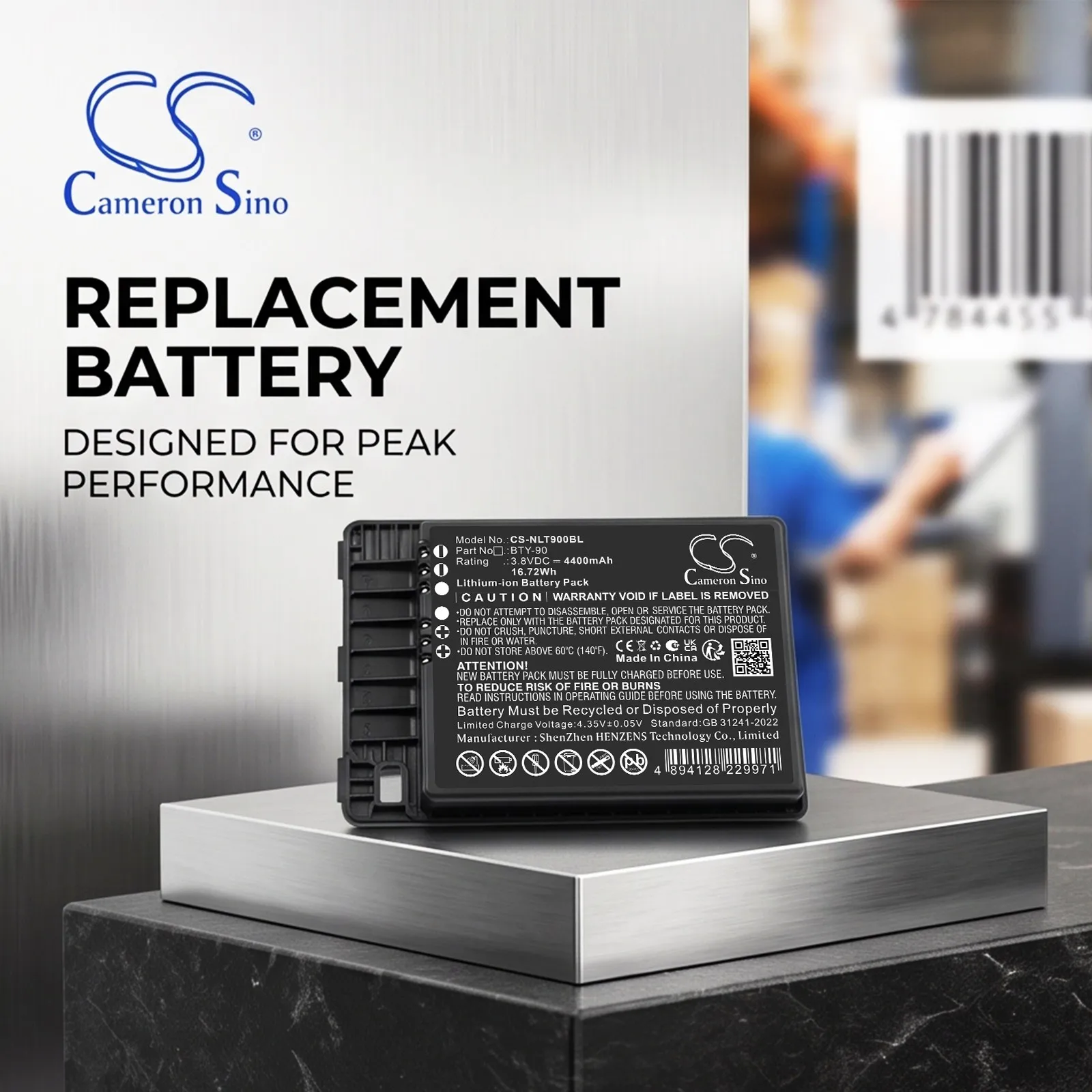 Replacement 3.8V 4400mAh Barcode Scanner Battery BTY-90 for Newland MT90 NLS-MT90