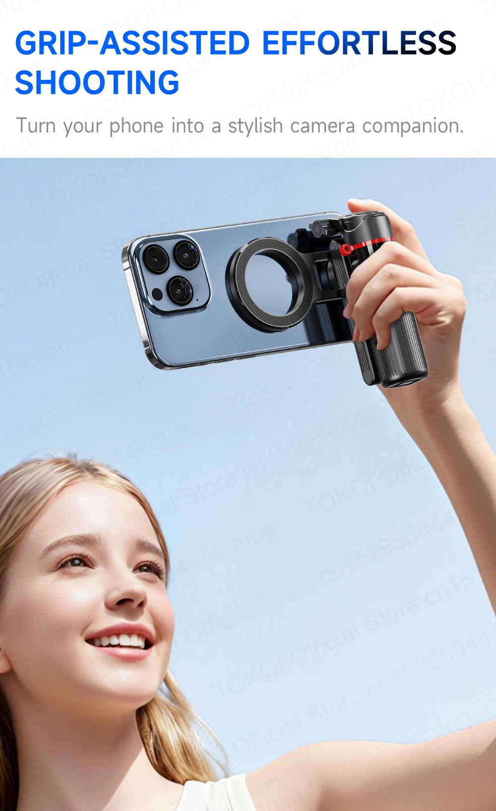 Magnetischer Handyhalter Mini-Selfie-Stick Stativ mit 360°-Einstellung Kabelloser Bluetooth-Fernbedienung für iPhone Android-Telefon Vlog-Aufnahmen – Detail 4