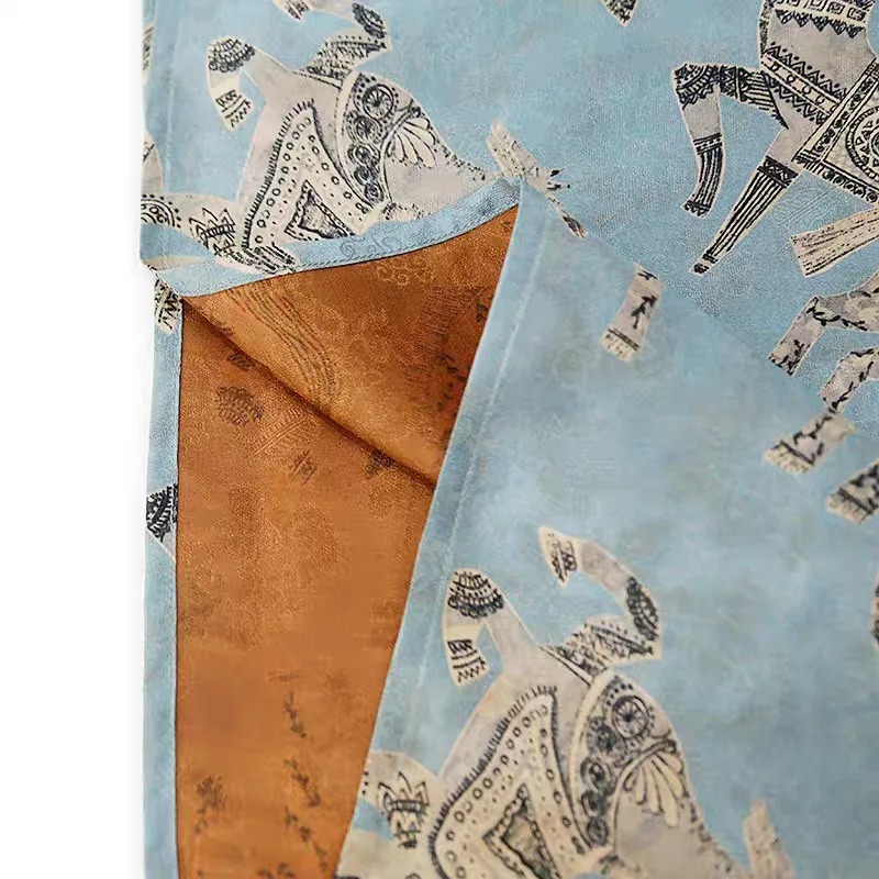 BirdTree-35MM الحرير سقي الشاش أنيقة تي شيرت، المرأة قصيرة الأكمام الجاكار، أزياء تخفيف بلوزة فضفاضة، 2025 الخريف T5O617CC