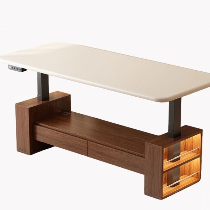 Solid wood lift coffee table, household folding mobile, multi-functional dining table, desk