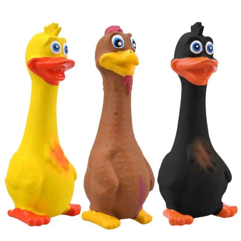 Bite Resistant Dog Cleaning Tooth Toys Latex Rubber Dog Squeaky Toy Chicken Ducks Animal Shape Squeaker Chew Toy For Dogs