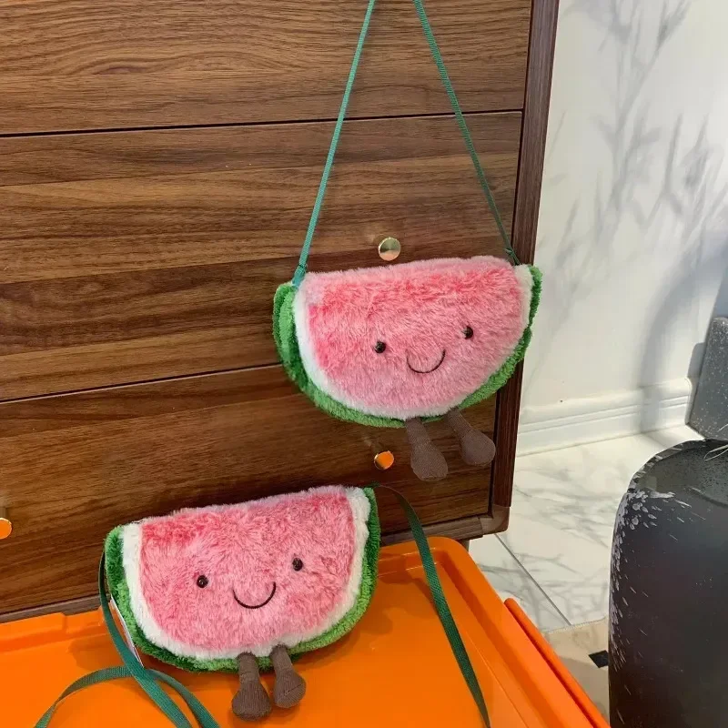 New Jellycat Cute Watermelon Plush Toys Crossbody Bag And Watermelon Pendant Soft Women Girls Kawaii Cartoon Purse Birthday Gift