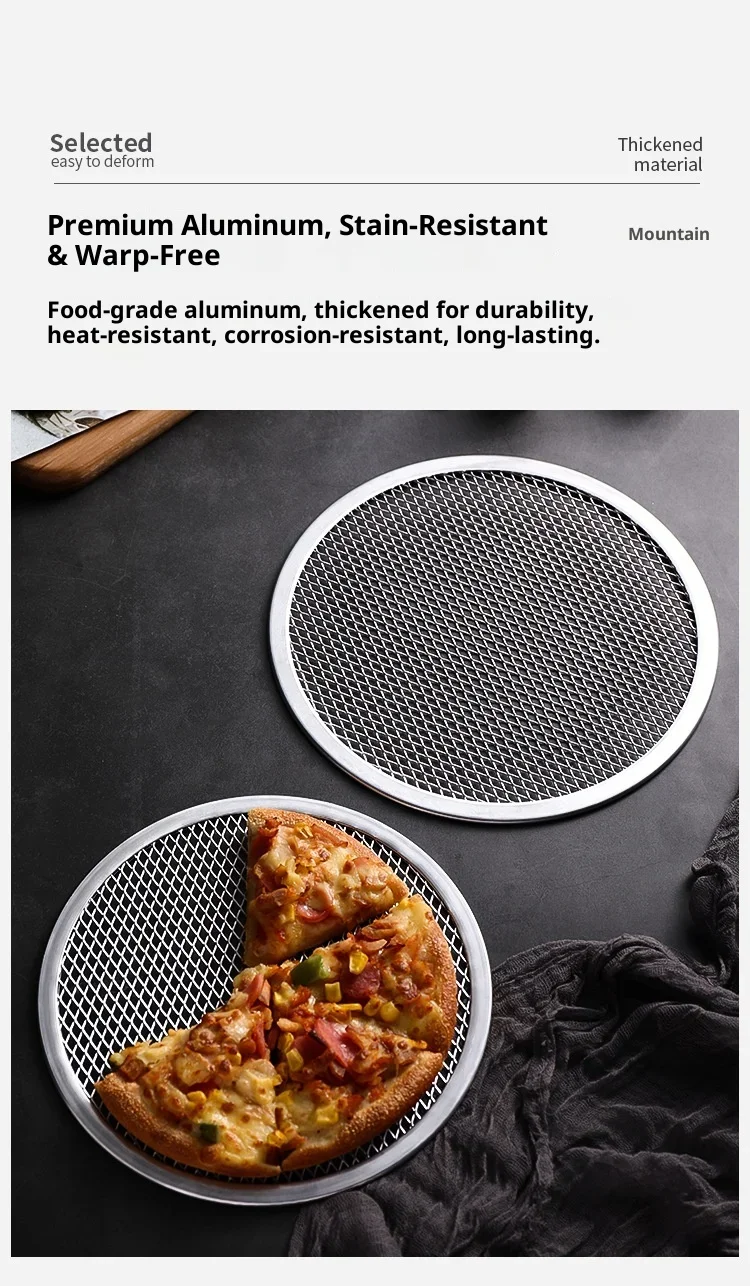 Hot 8/9/10/12/13inch Aluminum Pizza Pan Pizza Baking Screen Mesh Pizza Tray with Hole for Oven Bakeware Outdoor Barbecue Mat image 9