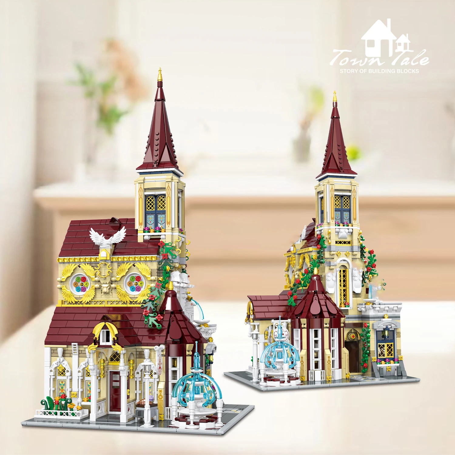 2959PCS Rose Abbey Bouwstenen Creatieve Stad Streetview Model Bricks Desktop Ornamenten Kinderen Educatief DIY Speelgoed Vakantiecadeau