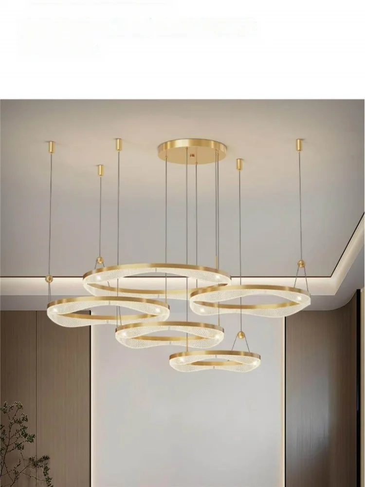 Modern Luxury Circular Acrylic Pendant Lamp Living Room Restaurant Bedroom Villa Lobby Hotel Highend Chandelier Home Decor Light