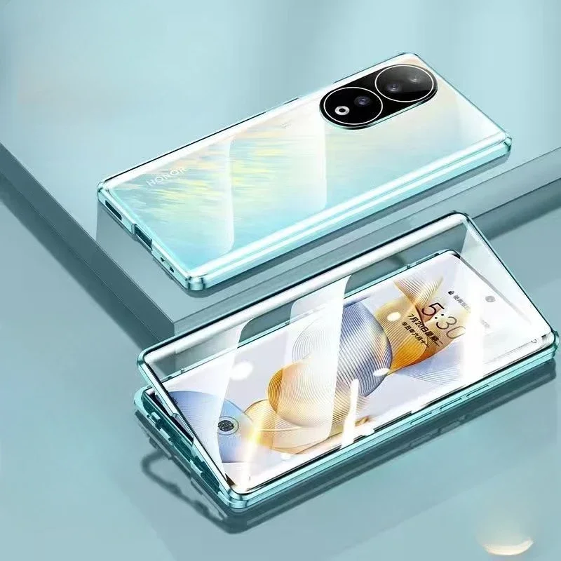 Double-sided Glass Phone Cases for Huawei Honor 90 Pro Anti-peeping Clear Magnetic Case For Honor90 90Pro Full Protection Cover