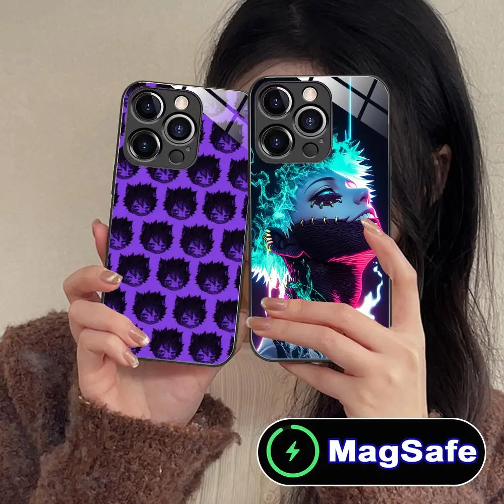 

Чехол для телефона My Hero Academia Dabi для iPhone 16, 15, 14, 13, 12, 11 Pro Max Plus Mini MagSafe, защитный чехол со стеклянным цветом для мобильных телефонов