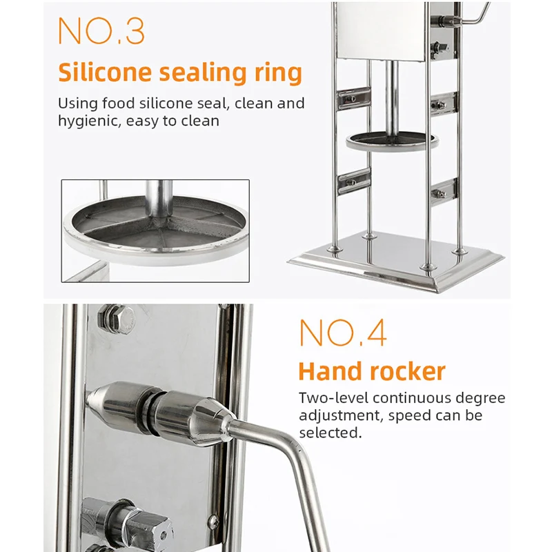 Imagem -05 - Vertical Máquina de Salsicha Inoxidável 3l 5l 7l Manual Salsicha Fabricante Aço Ferramentas Carne Filler Fabricante Carne Equipamento Enchimento