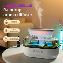 2024 New Simulated Raindrop Aromatherapy Diffuser Forest Green Landscape Essential Oil Humidifier With Natural White Noise Music