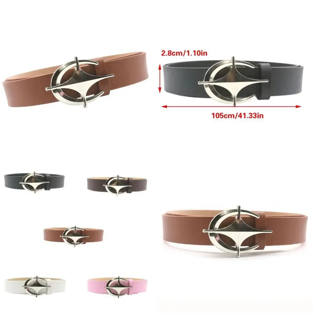 

39BD Popular PU Leather Belt All Matching 2000s Waistband Dress Waiststrap Waist Decors Star Buckle Waistband