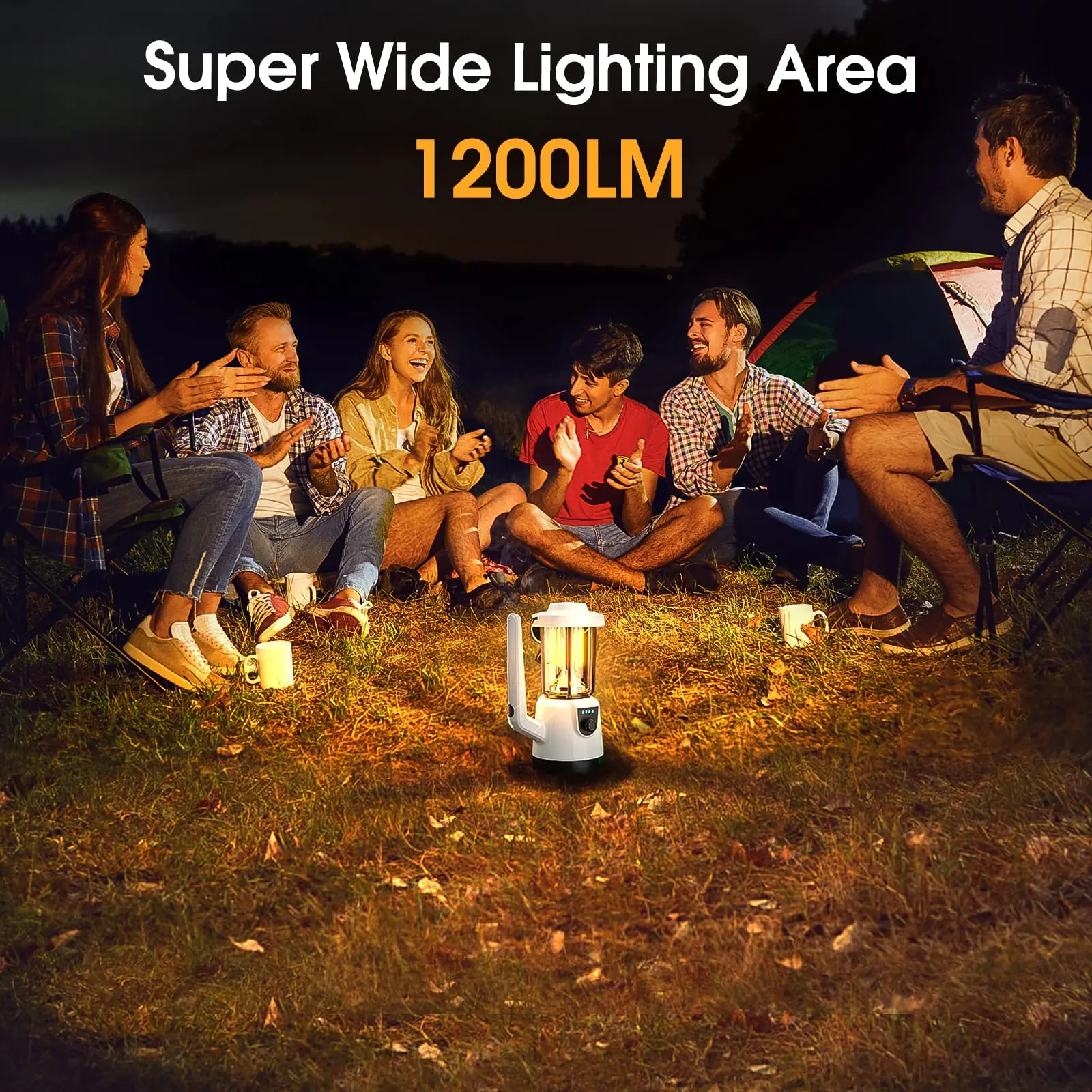 1200LM 6 Light Modes Camping Light Rechargeable Portable Waterproof Rechargeable Battery Lanterns for Emergency Fishing Lanterna