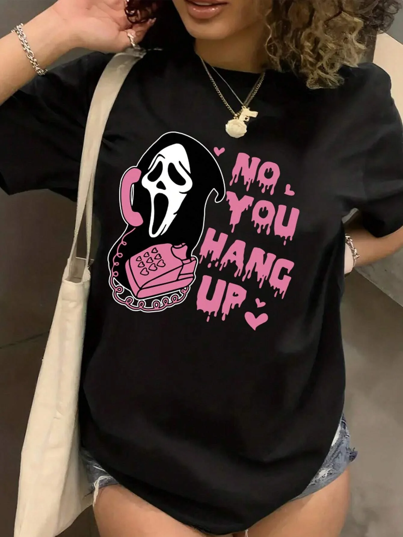 Camiseta con estampado de fantasma de Hip Hop para hombre y mujer, camisa informal de manga corta con cuello redondo, Camiseta estampada de moda, ropa de calle Unisex, Top de verano